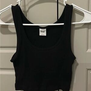TNA Black Cropped Ribbed Tank